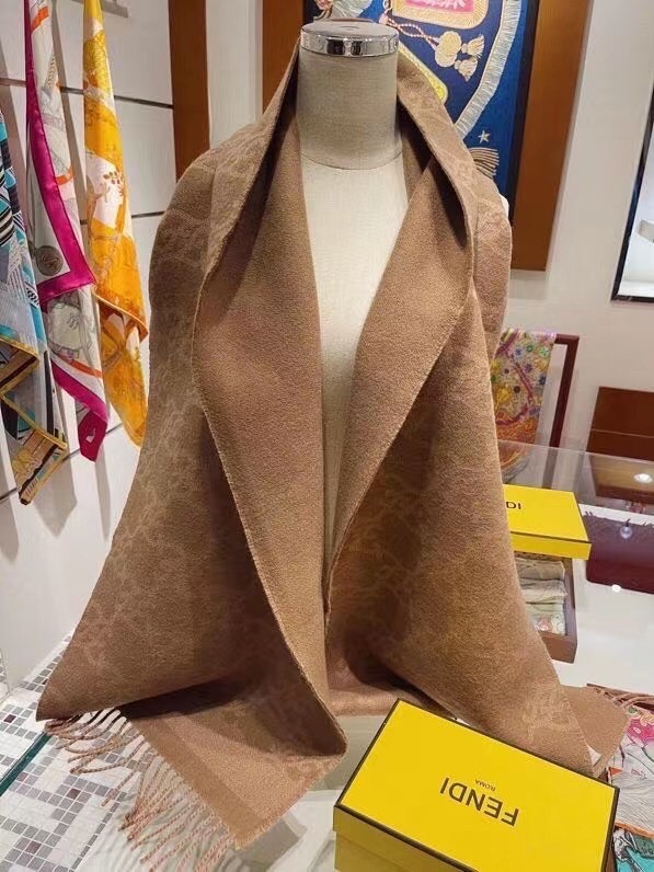 F**di karl scarf in beige wool and cashmere