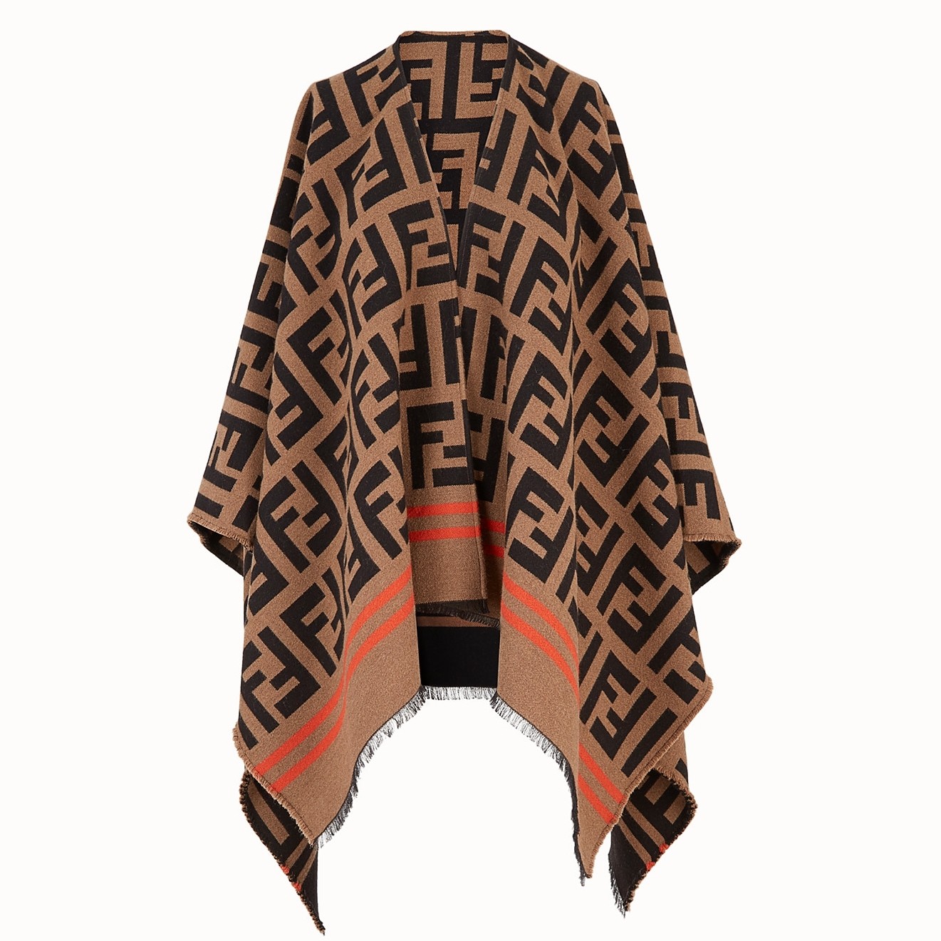 F**di brown large enveloping ff poncho