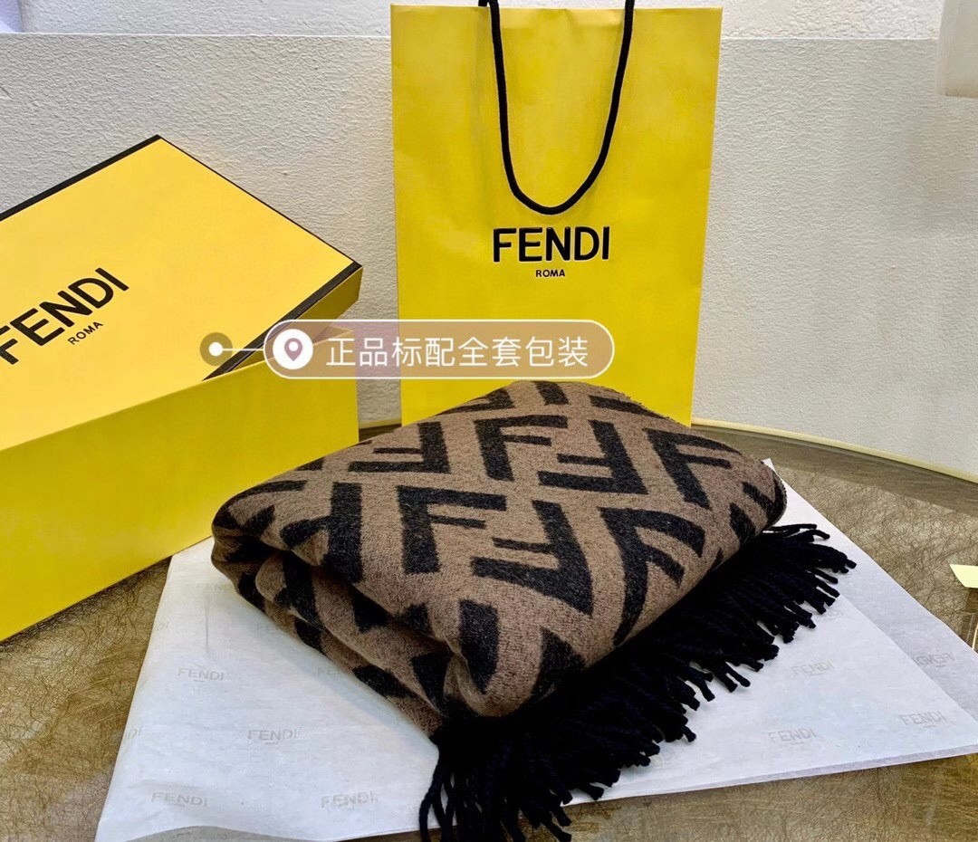 F**di black/brown wool and cashmere poncho