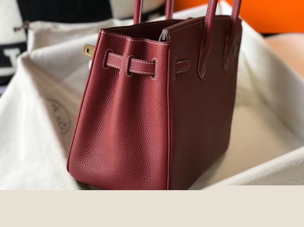 H**mes birkin 30cm bag in bordeaux clemence leather
