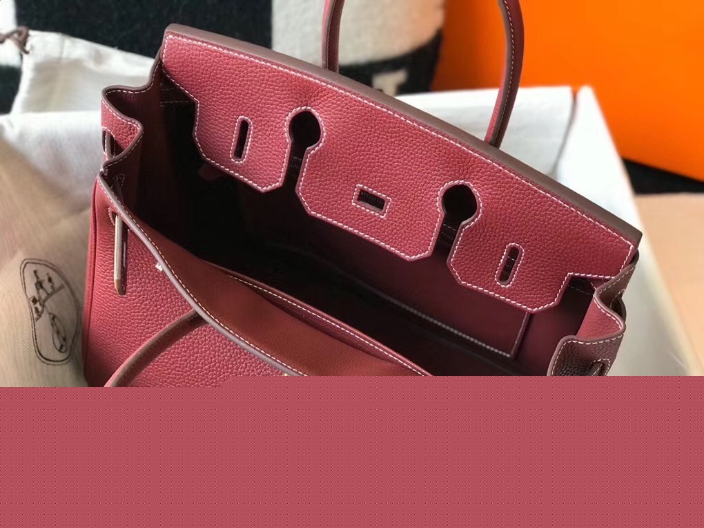 H**mes birkin 30cm bag in bordeaux clemence leather