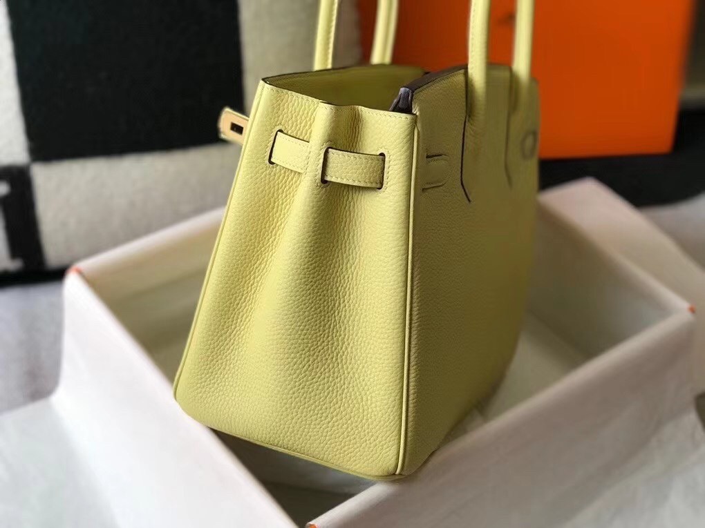 H**mes birkin 30cm bag in jaune poussin clemence leather ghw