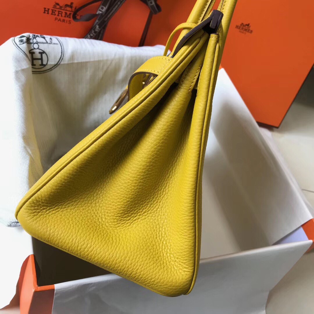 H**mes birkin 30cm bag in yellow clemence leather