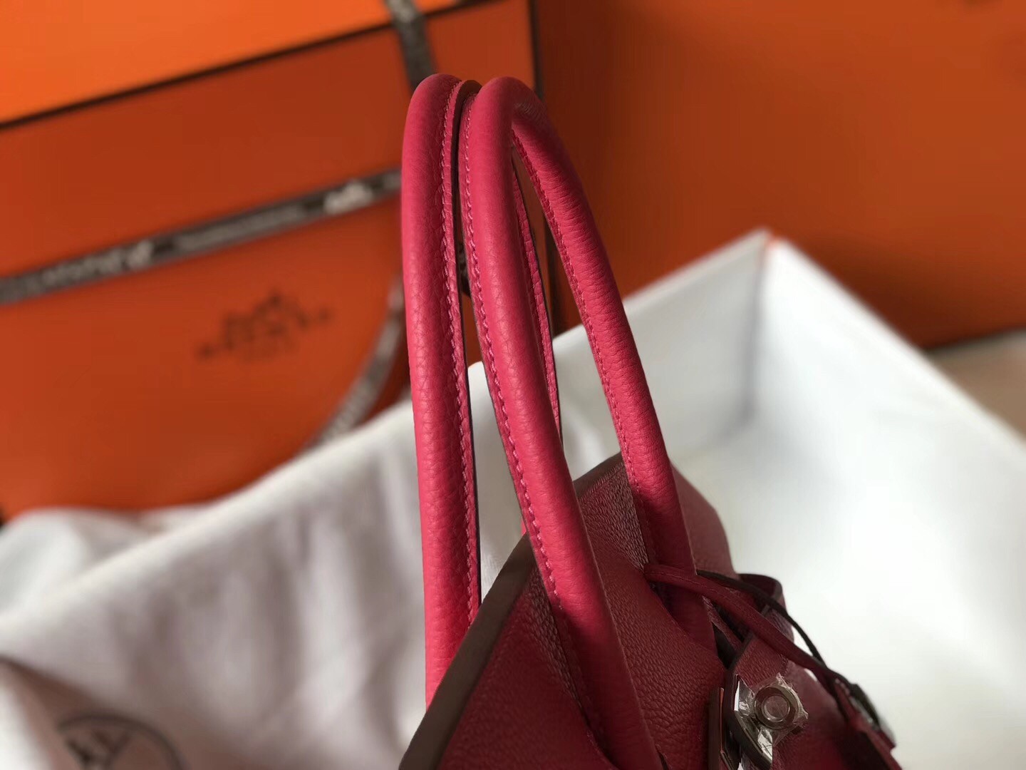 H**mes birkin 35cm bag in rose red clemence leather