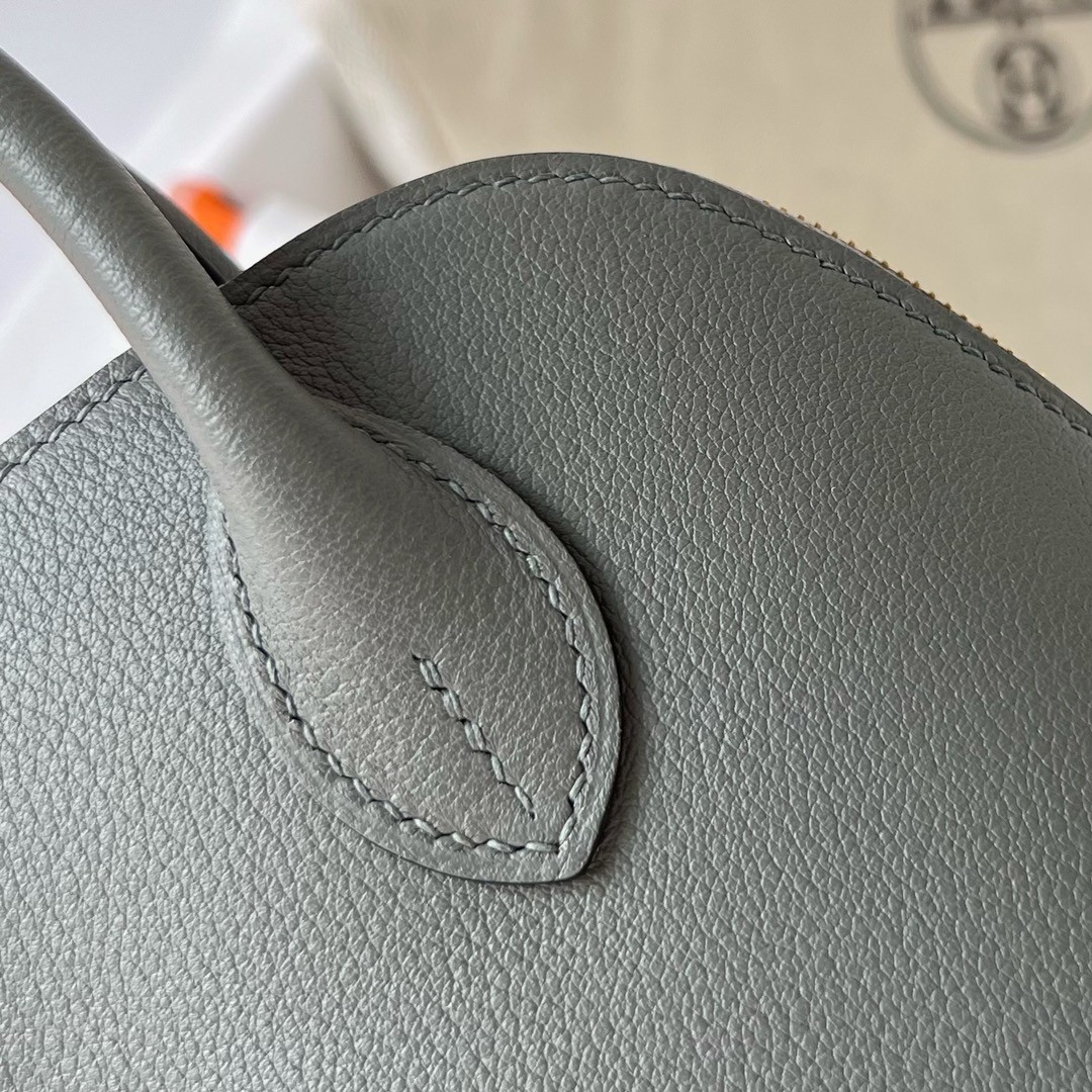 H**mes bolide 1923 mini handmade bag in gris meyer evercolor calfskin