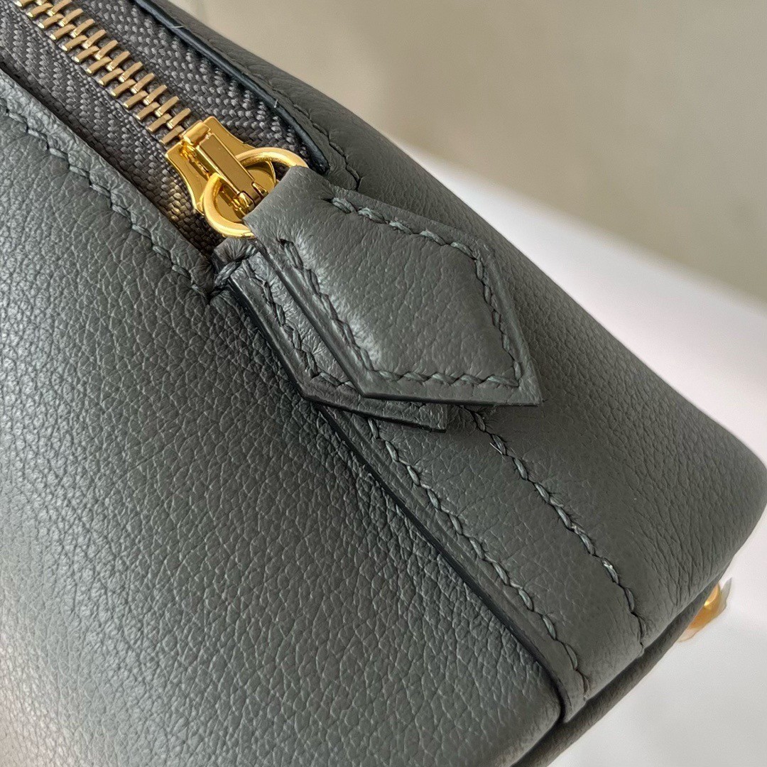 H**mes bolide 1923 mini handmade bag in gris meyer evercolor calfskin
