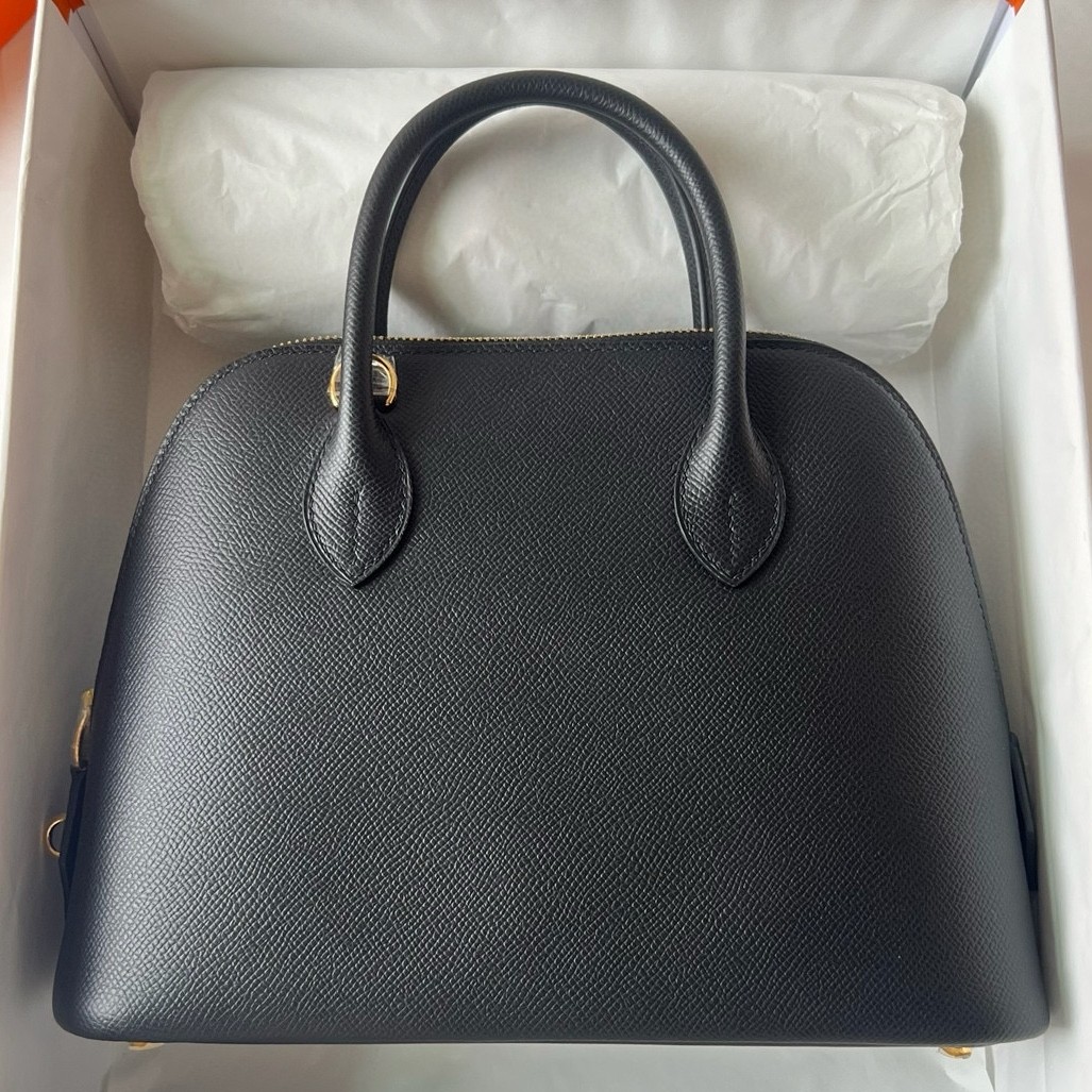 H**mes bolide 1923 25 handmade bag in black epsom calfskin