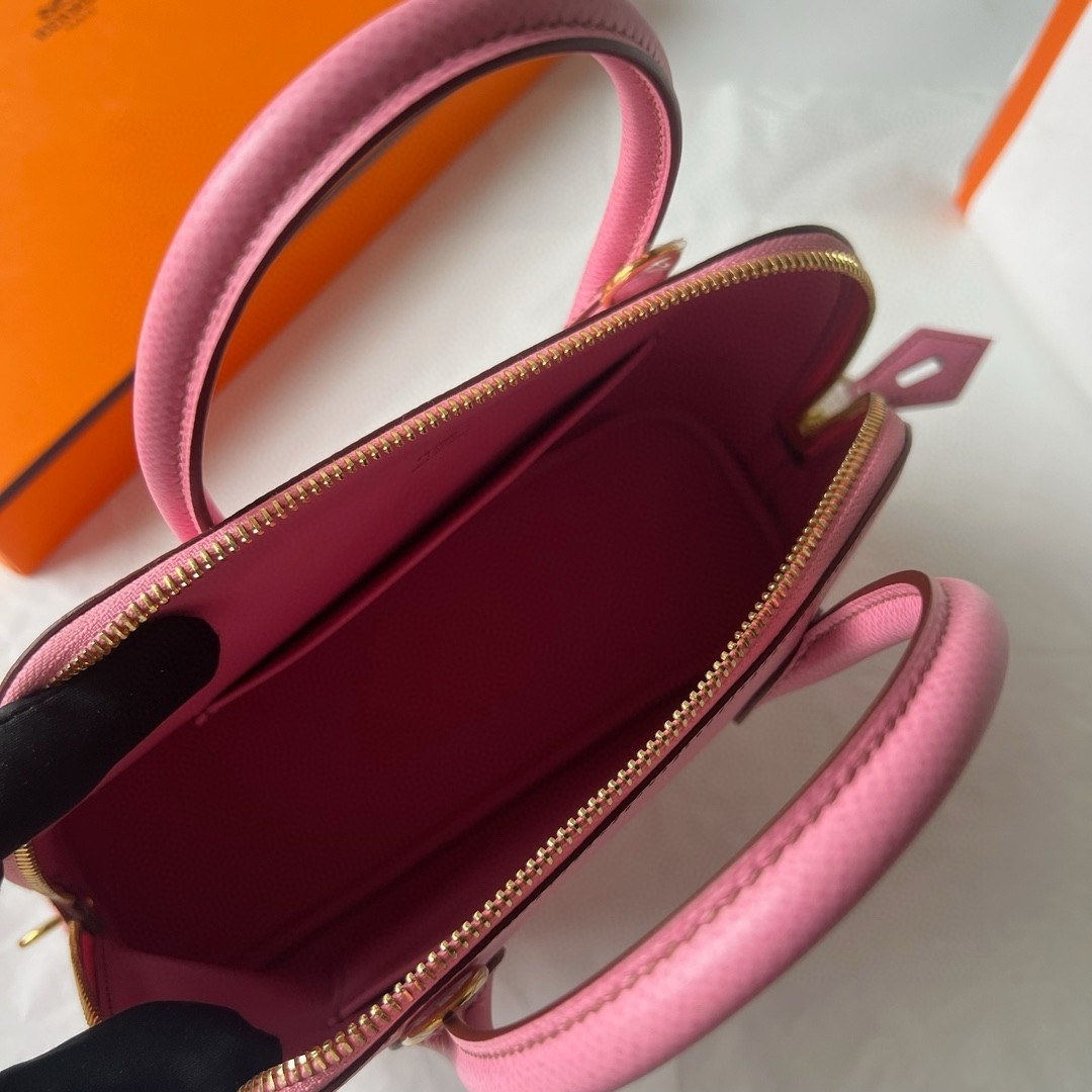 H**mes bolide 1923 25 handmade bag in rose sakura epsom calfskin