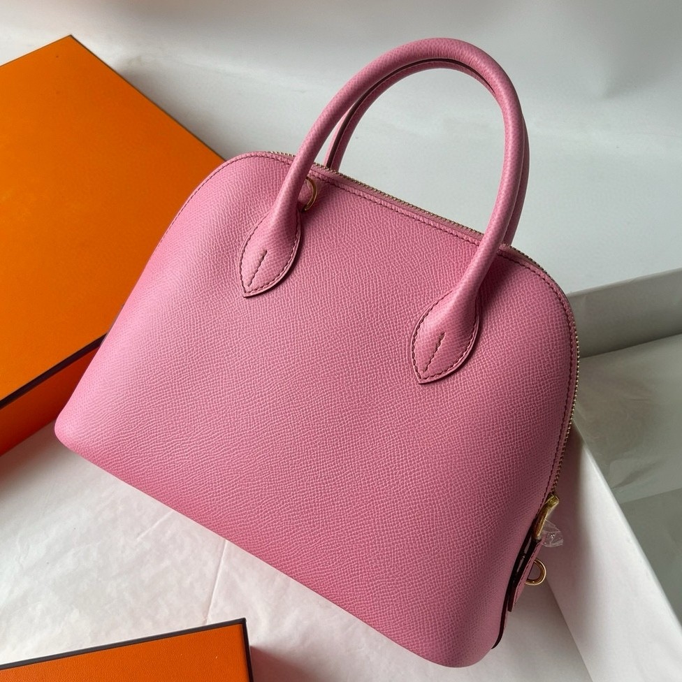 H**mes bolide 1923 25 handmade bag in rose sakura epsom calfskin