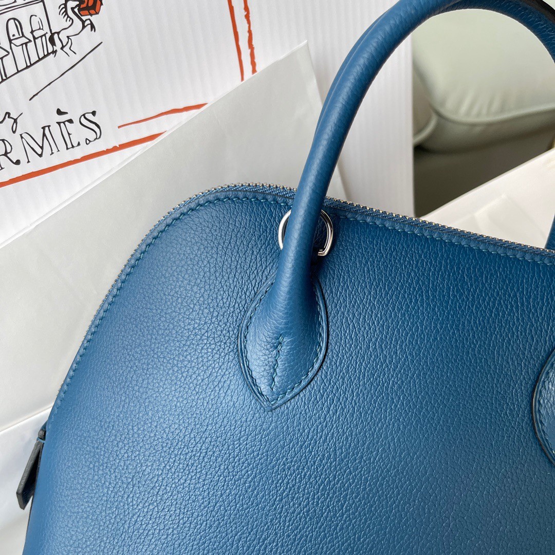 H**mes bolide 1923 25 handmade bag in deep blue evercolor calfskin