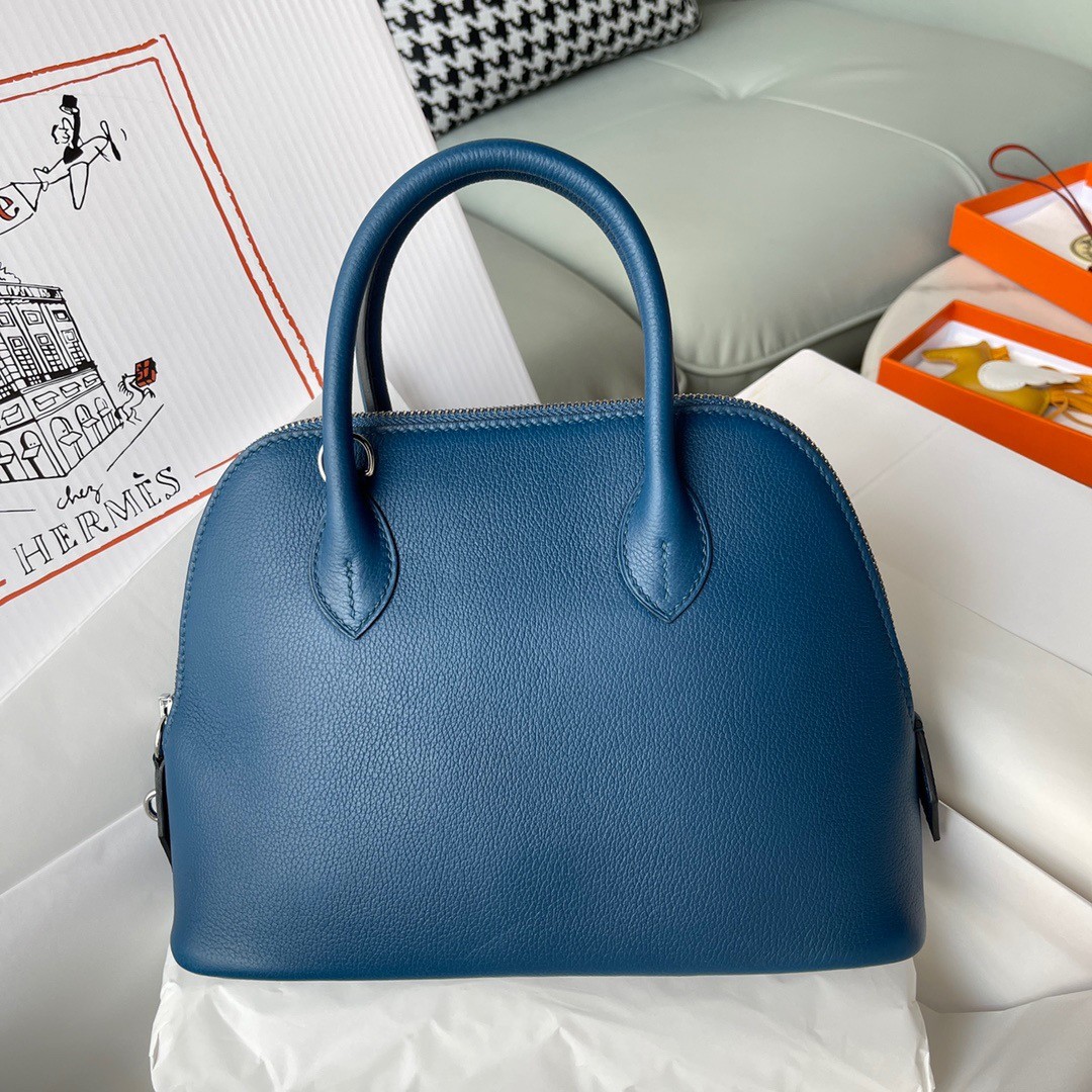 H**mes bolide 1923 25 handmade bag in deep blue evercolor calfskin