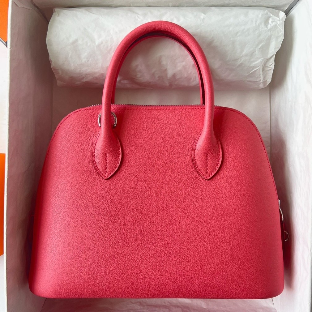 H**mes bolide 1923 25 handmade bag in rose lipstick evercolor calfskin