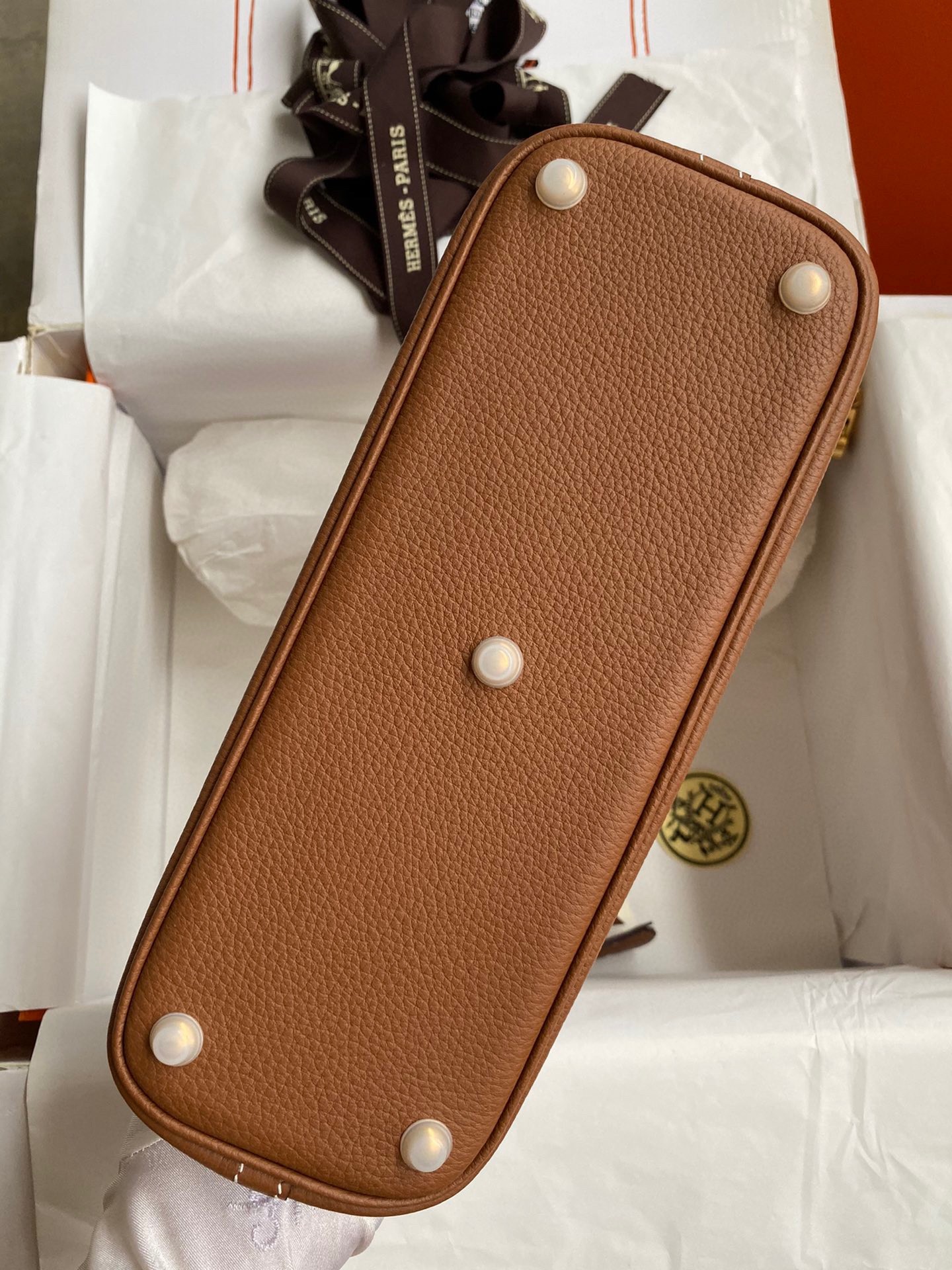 H**mes bolide 1923 27 handmade bag in gold clemence calfskin