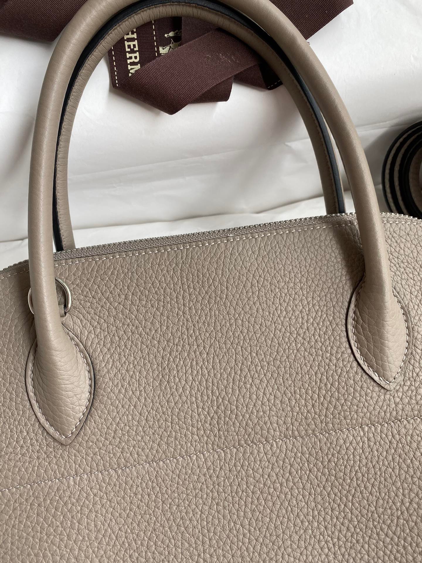 H**mes bolide 1923 31 handmade bag in gris asphalt clemence leather