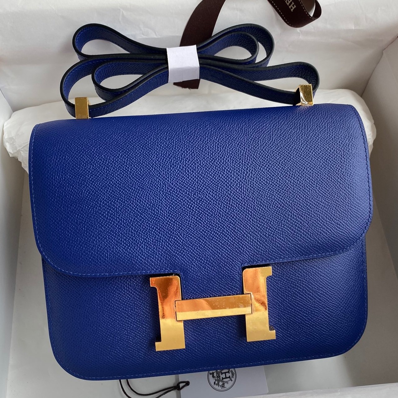 H**mes constance 24 handmade bag in blue electric epsom calfskin