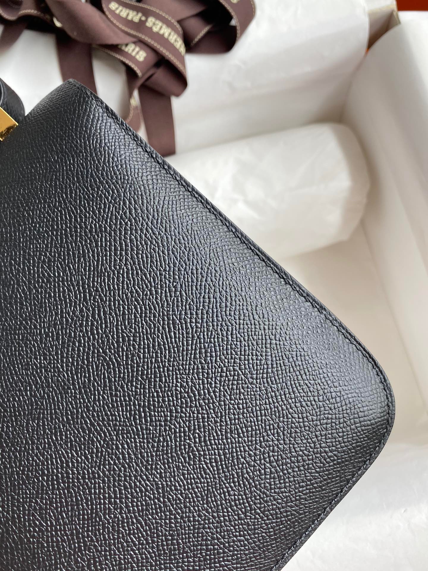 H**mes constance 24 handmade bag in black epsom calfskin