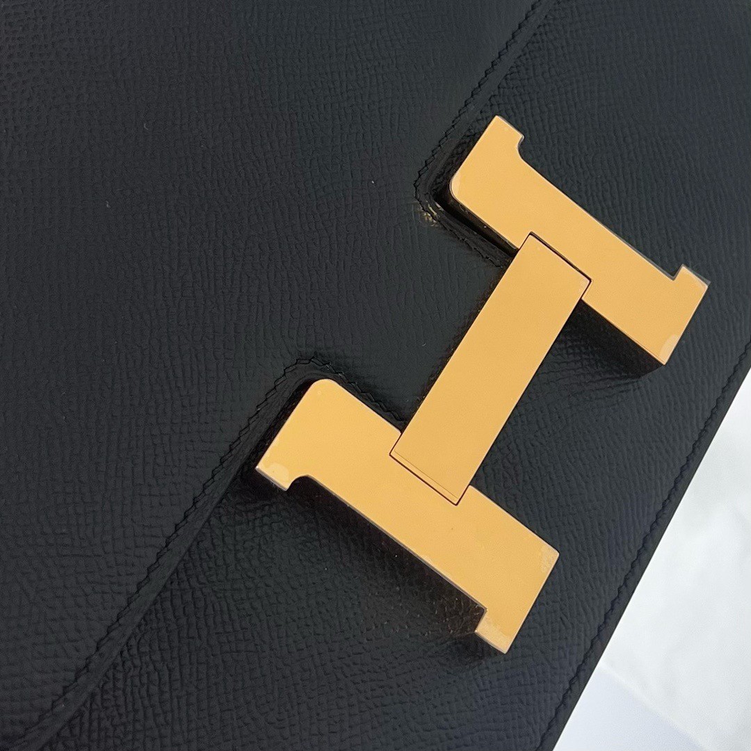 H**mes constance 1-24 mirror bag in black epsom calfskin