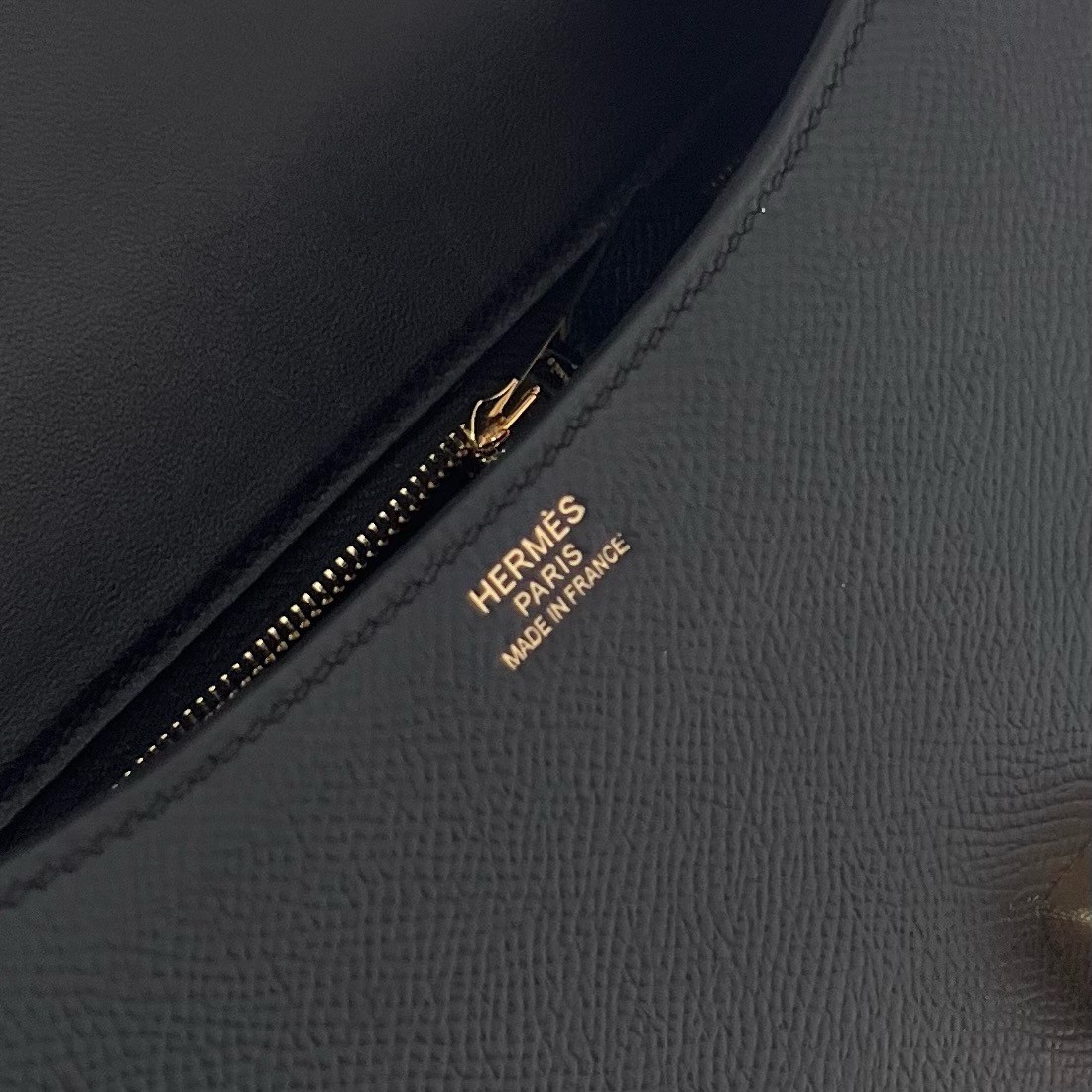 H**mes constance 1-24 mirror bag in black epsom calfskin