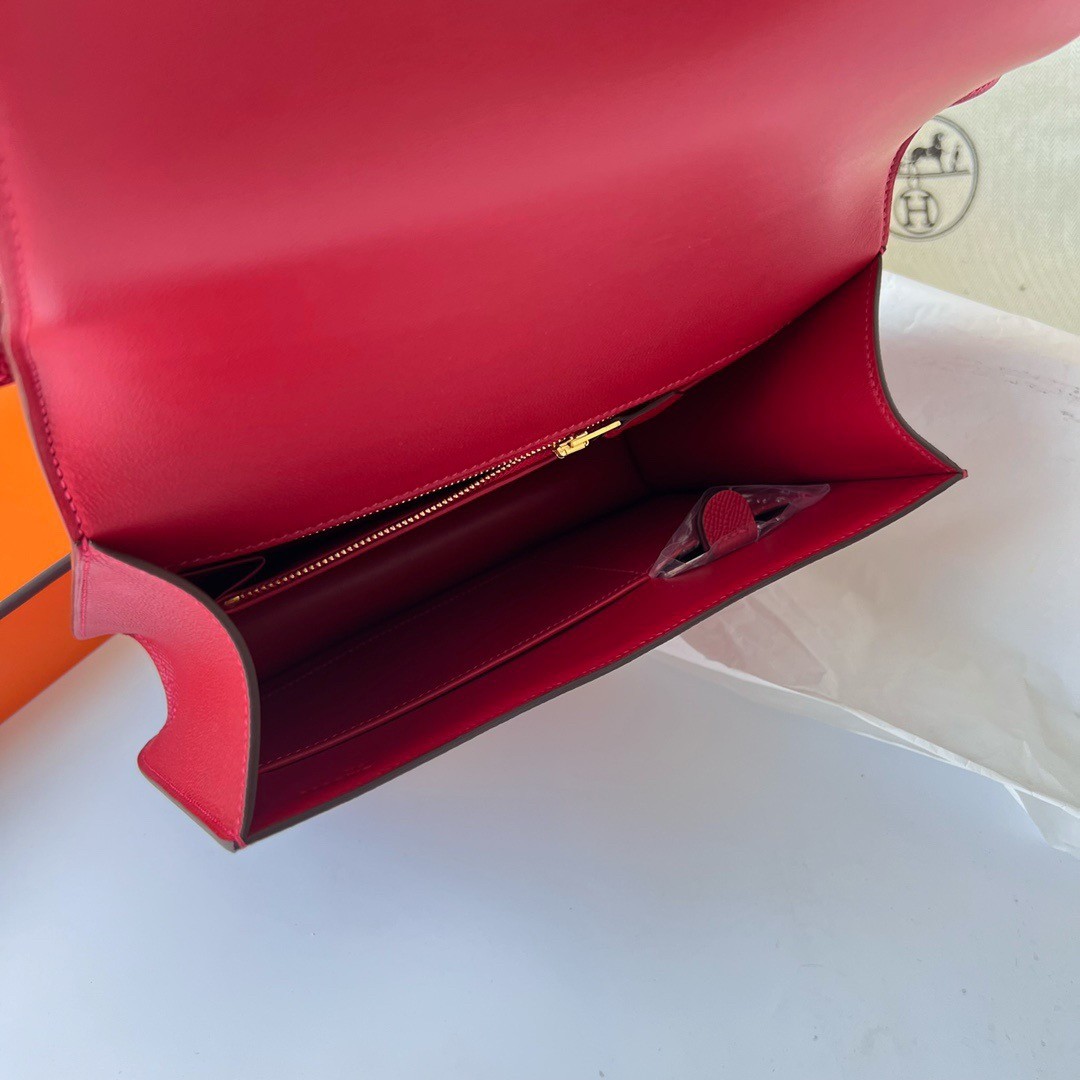 H**mes constance 1-24 mirror bag in red epsom calfskin