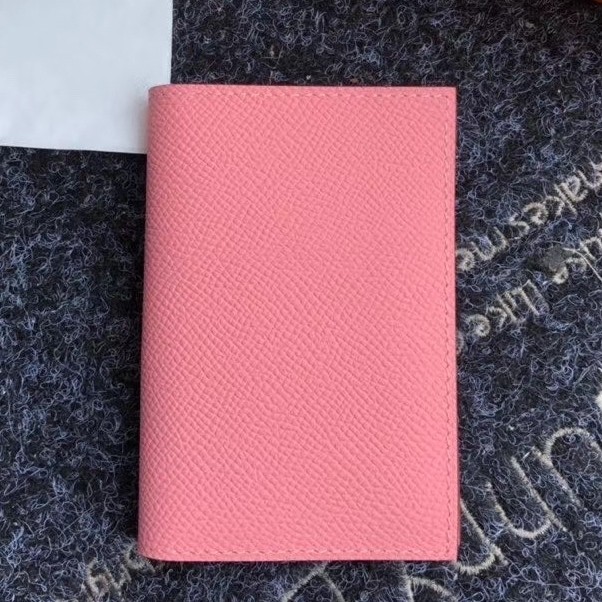 H**mes mc² euclide card holder in pink epsom leather