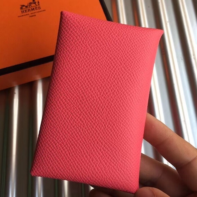H**mes rose azalee epsom calvi card holder