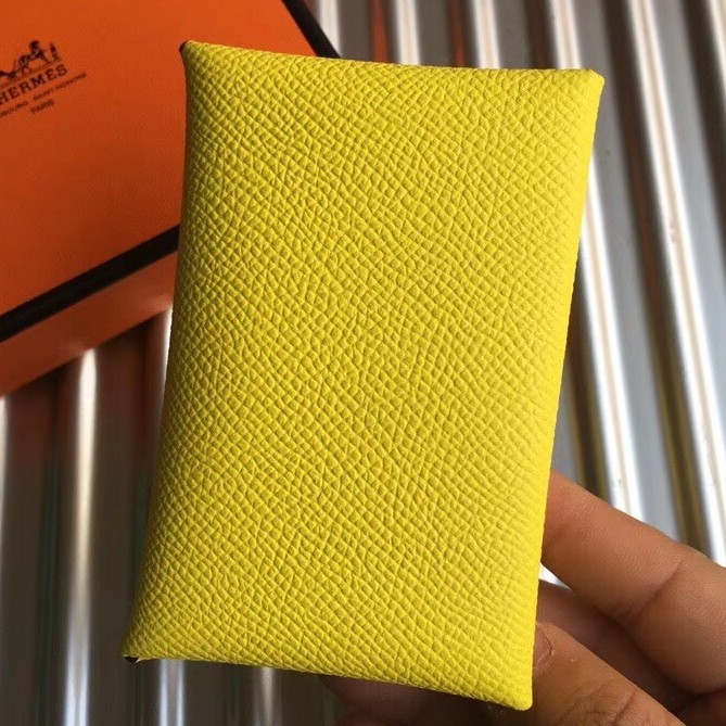 H**mes yellow epsom calvi card holder