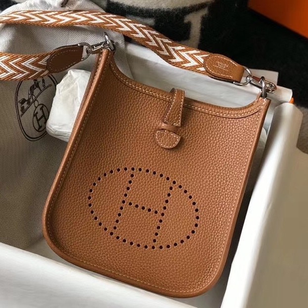 H**mes evelyne iii tpm mini bag in gold clemence leather