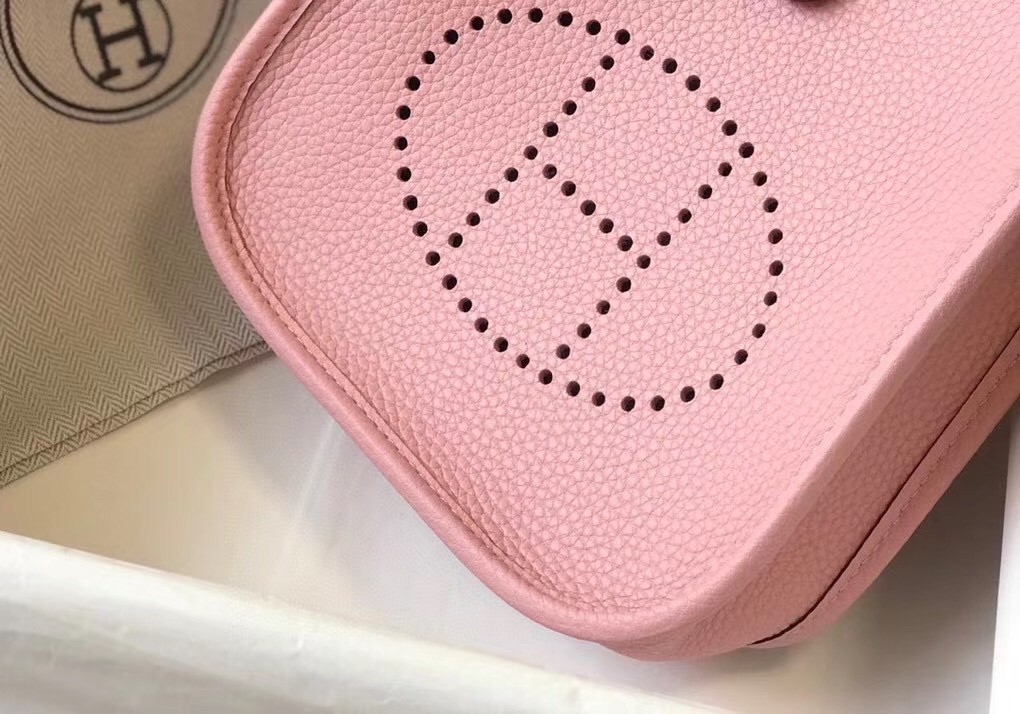 H**mes evelyne iii tpm mini bag in pink clemence leather