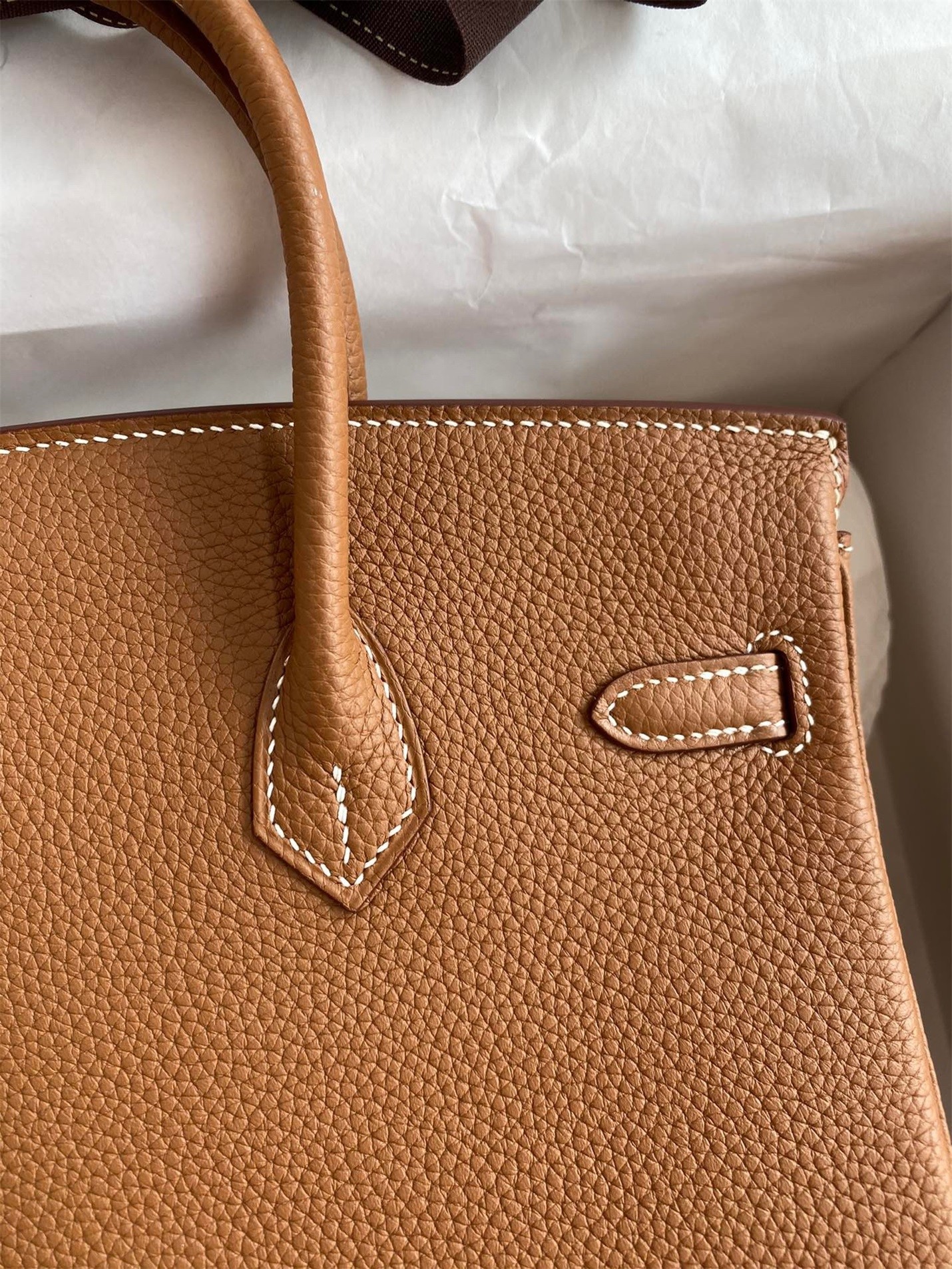 H**mes birkin 25 retourne handmade bag in gold clemence leather