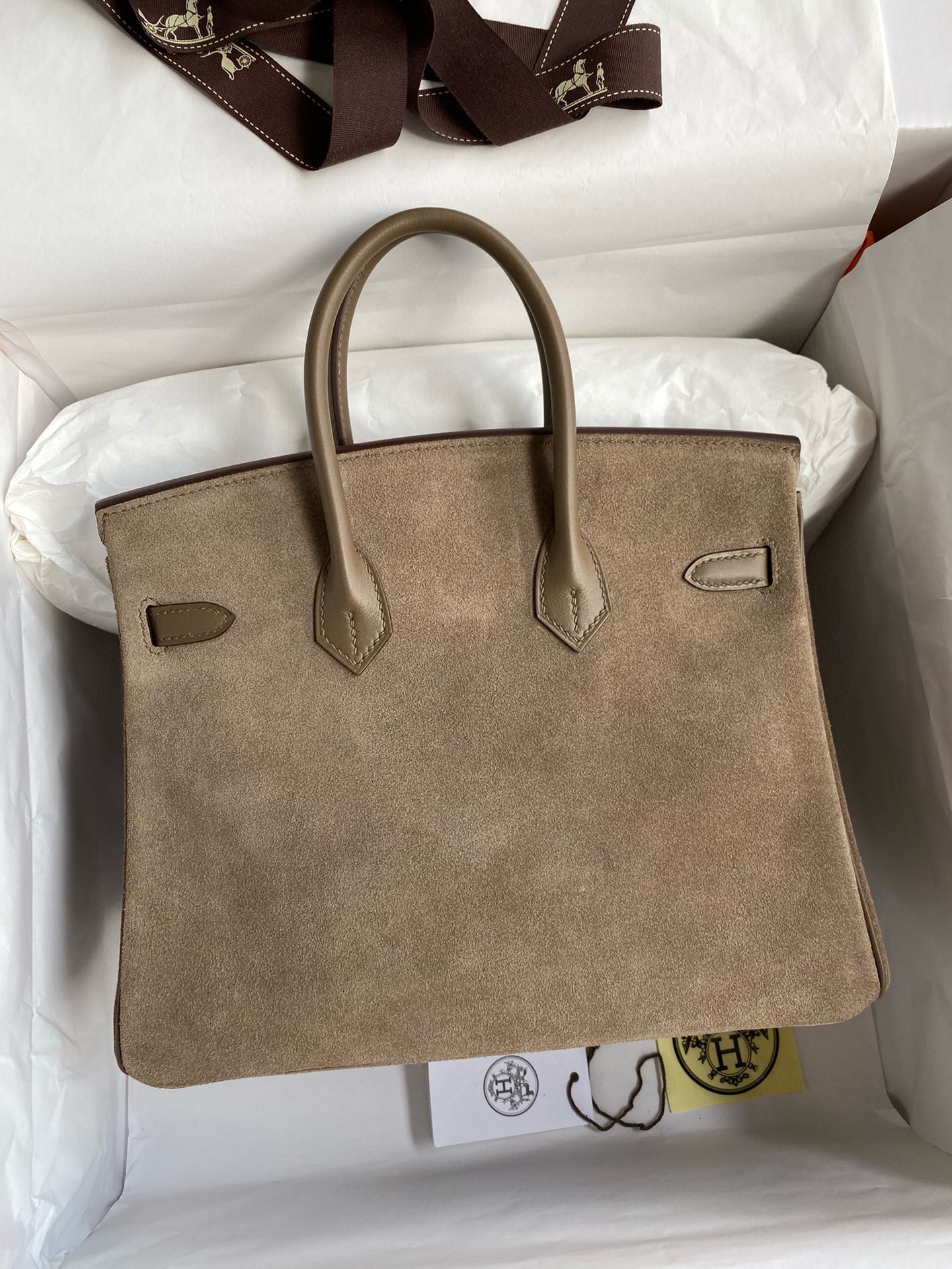 H**mes birkin 25 grizzly bag in taupe veau doblis and swift leather