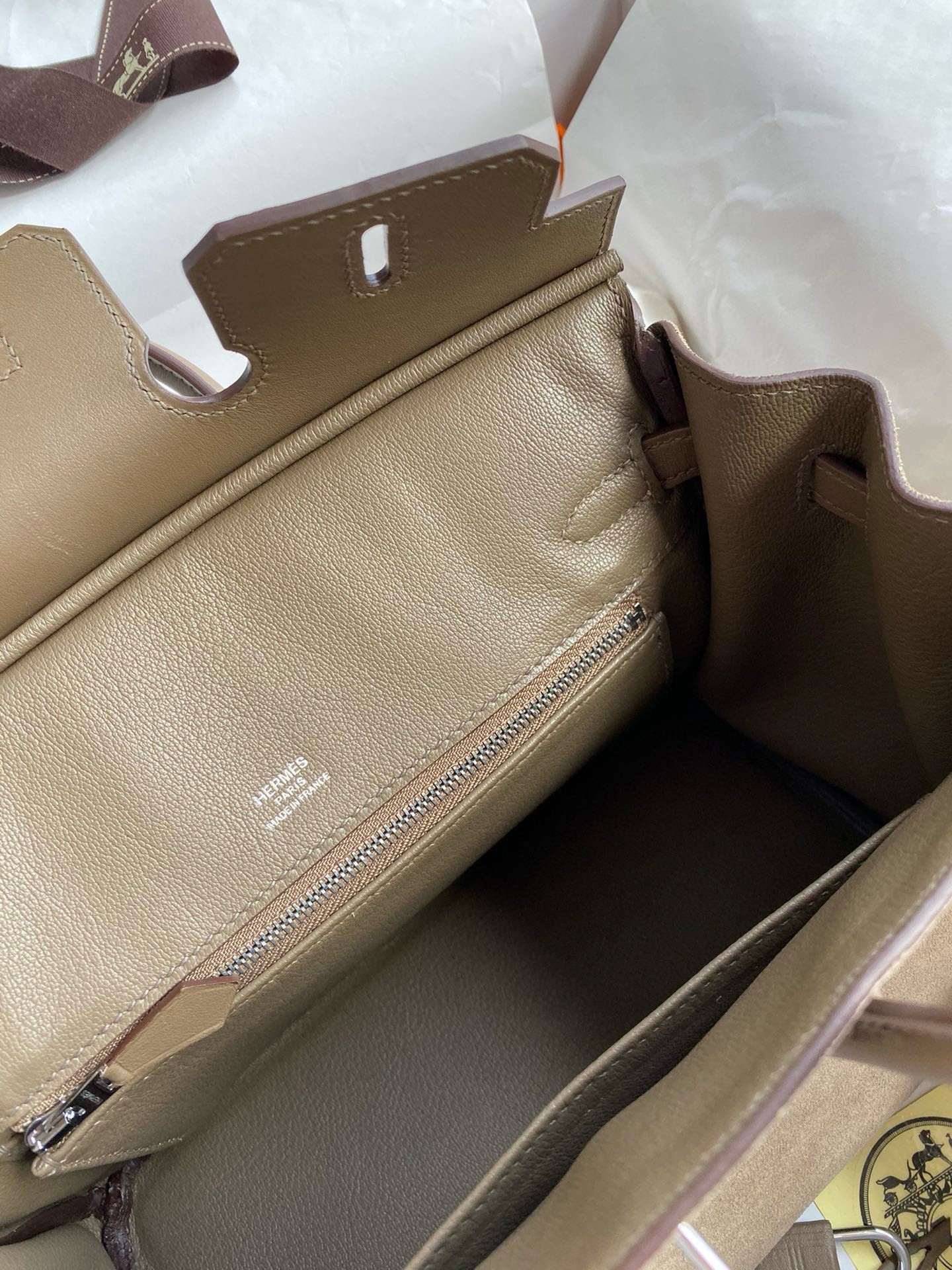 H**mes birkin 25 grizzly bag in taupe veau doblis and swift leather