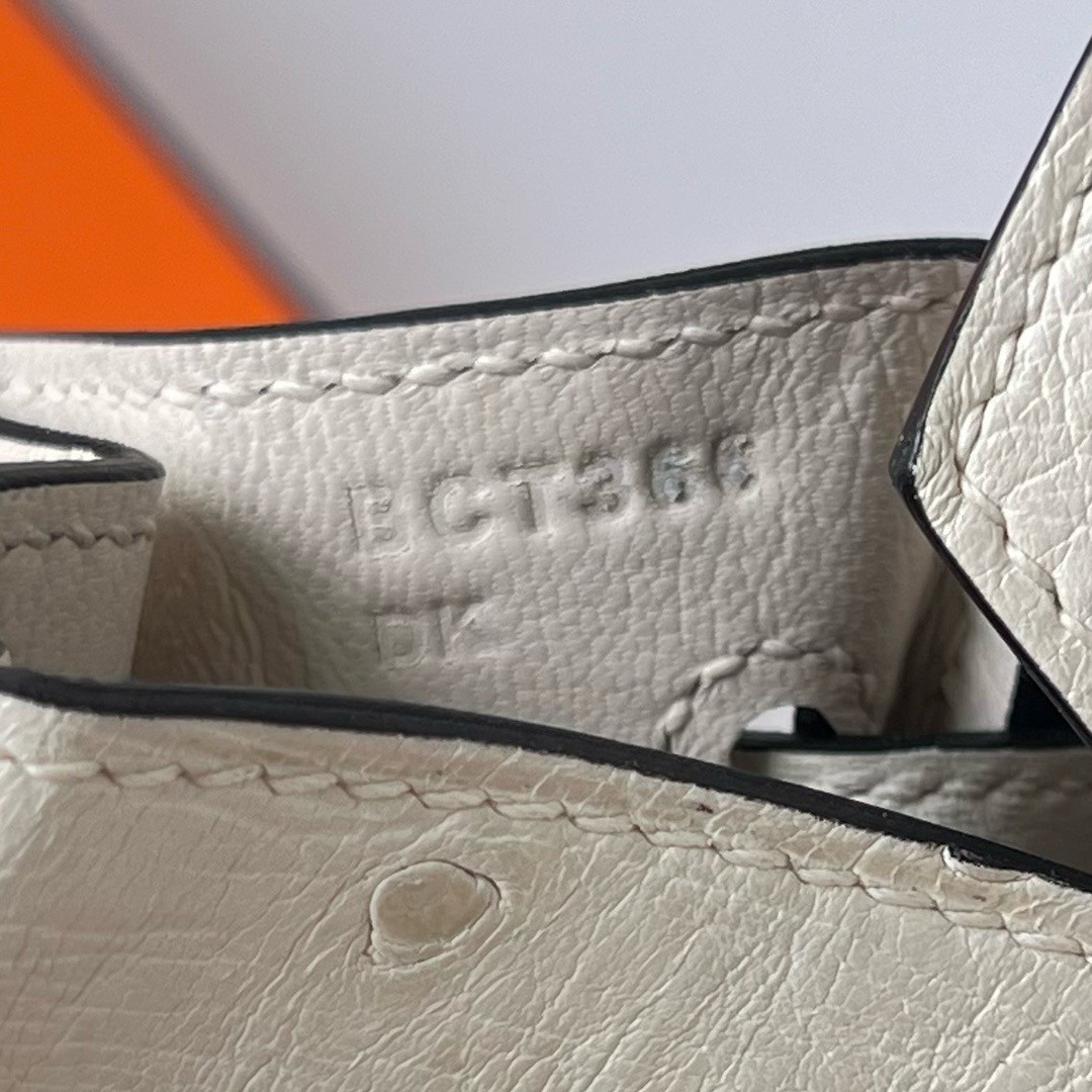H**mes birkin 25 retourne handmade bag in beton ostrich leather