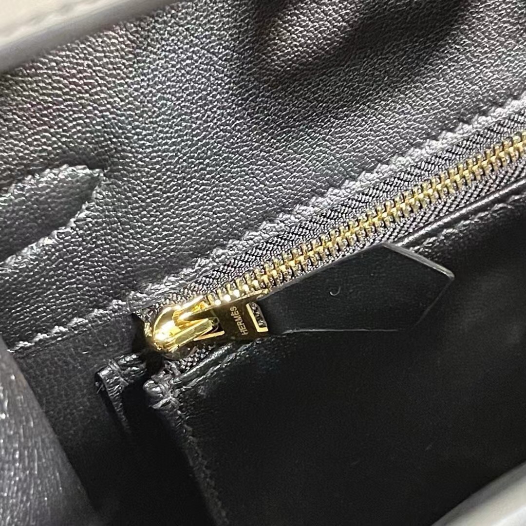 H**mes birkin 25 sellier handmade bag in black box calfskin