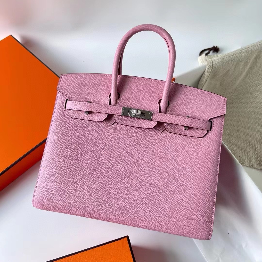 H**mes birkin 25 sellier handmade bag in rose confetti epsom calfskin