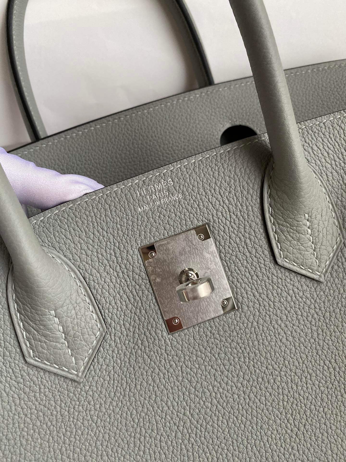 H**mes birkin 30 retourne handmade bag in girls mouette clemence leather