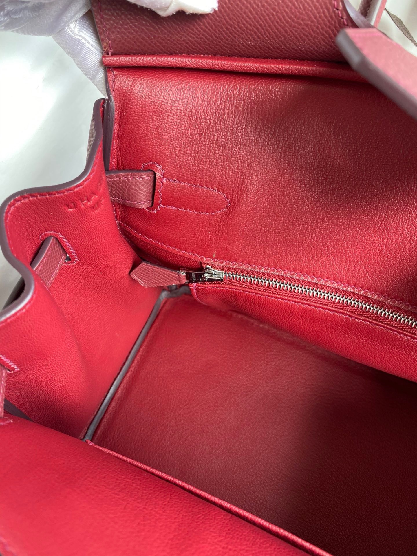 H**mes birkin 30 retourne handmade bag in ruby epsom calfskin