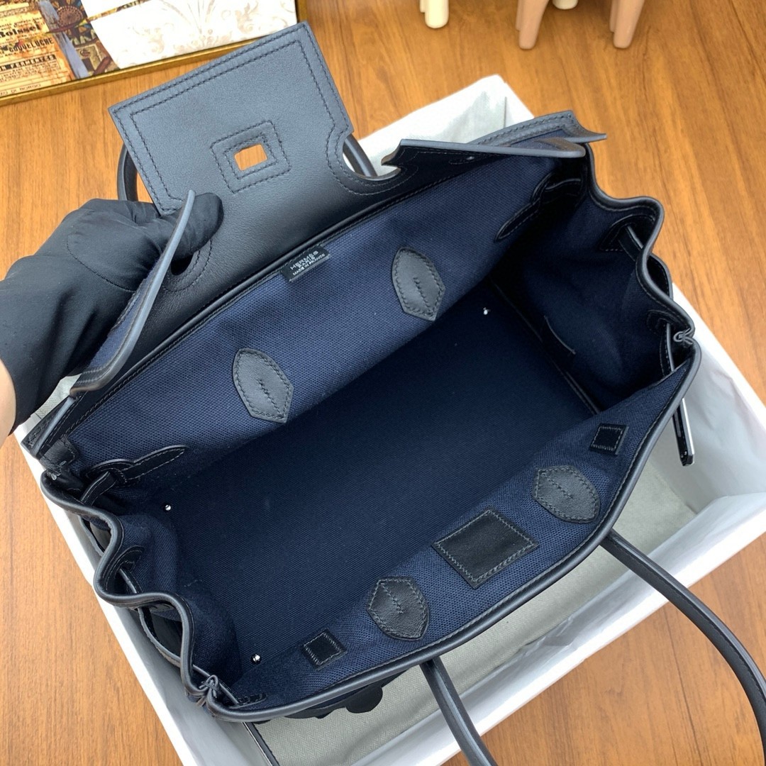 H**mes cargo birkin 35cm limited-edition bag in navy blue canvas