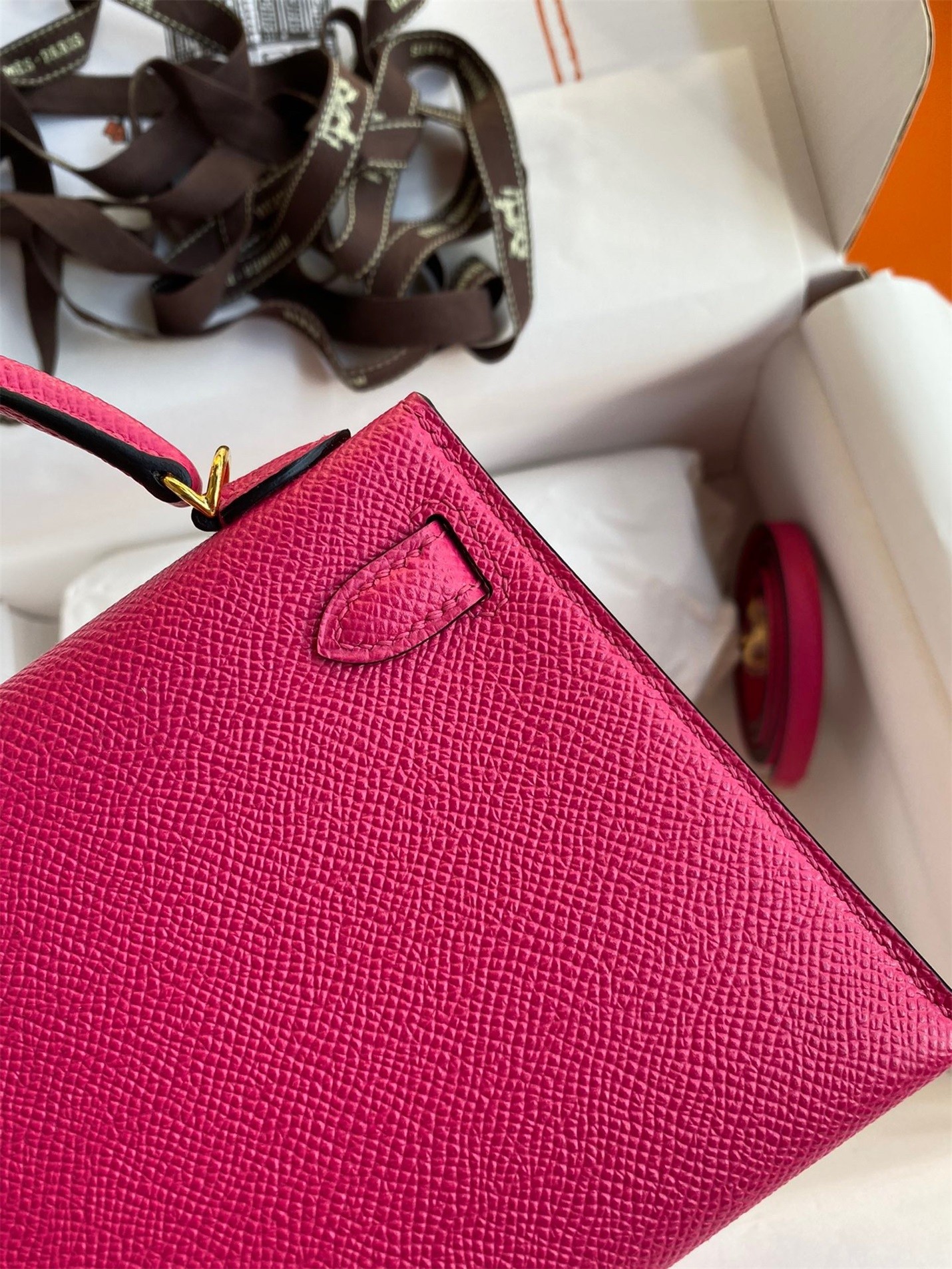 H**mes kelly mini ii sellier handmade bag in rose red epsom calfskin