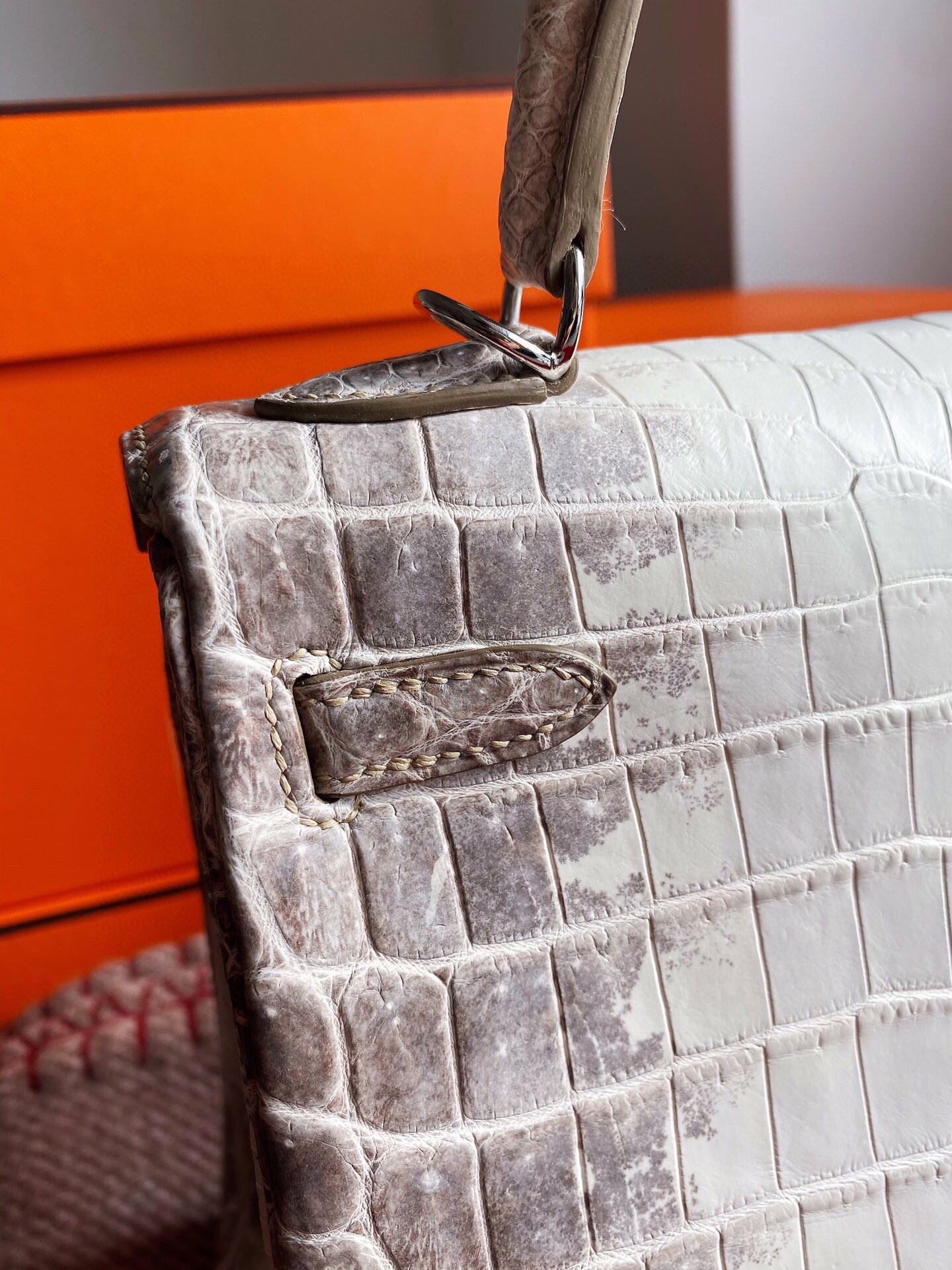H**mes kelly retourne 25 handmade bag in himalaya crocodile niloticus skin