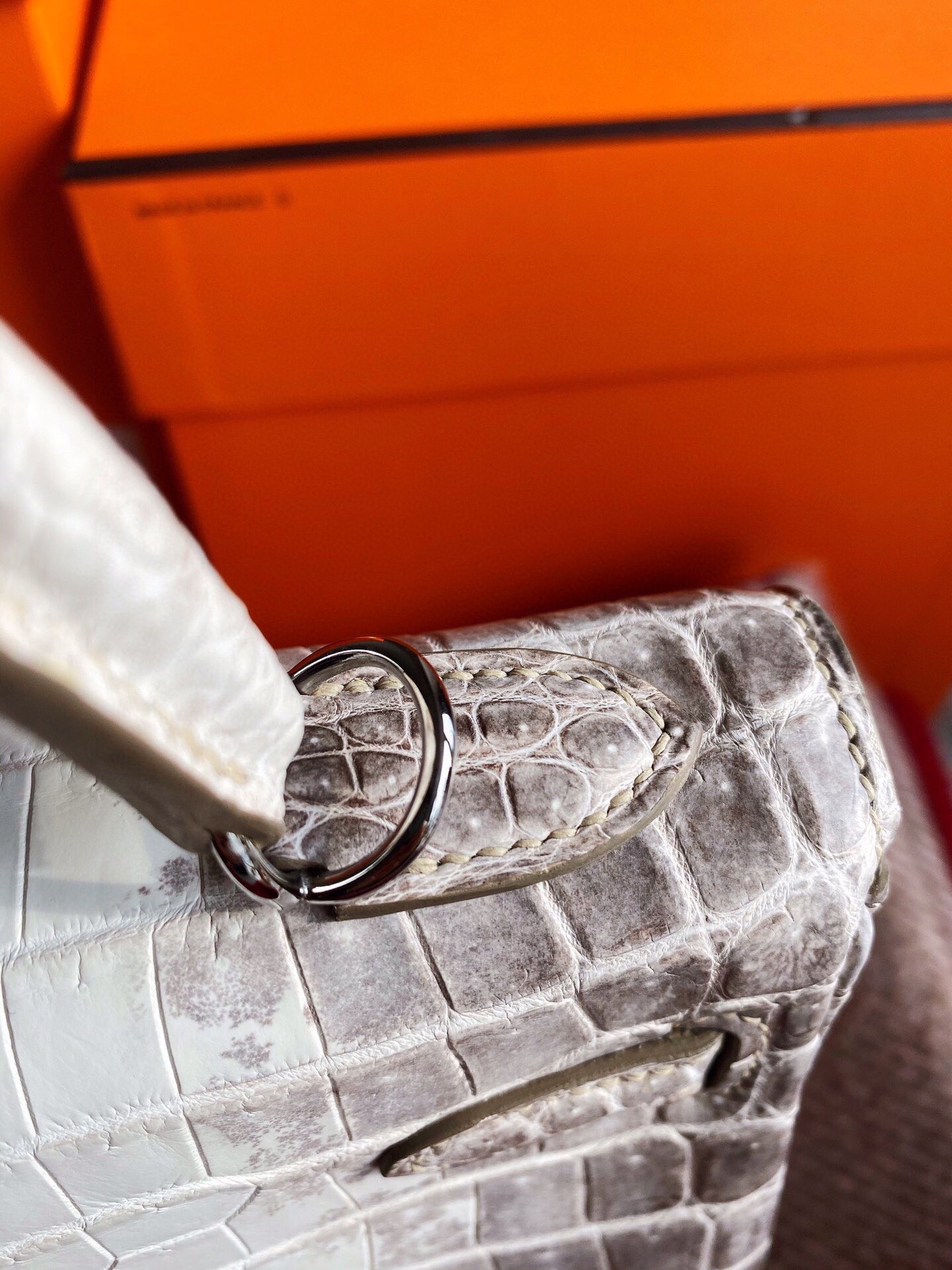 H**mes kelly retourne 25 handmade bag in himalaya crocodile niloticus skin
