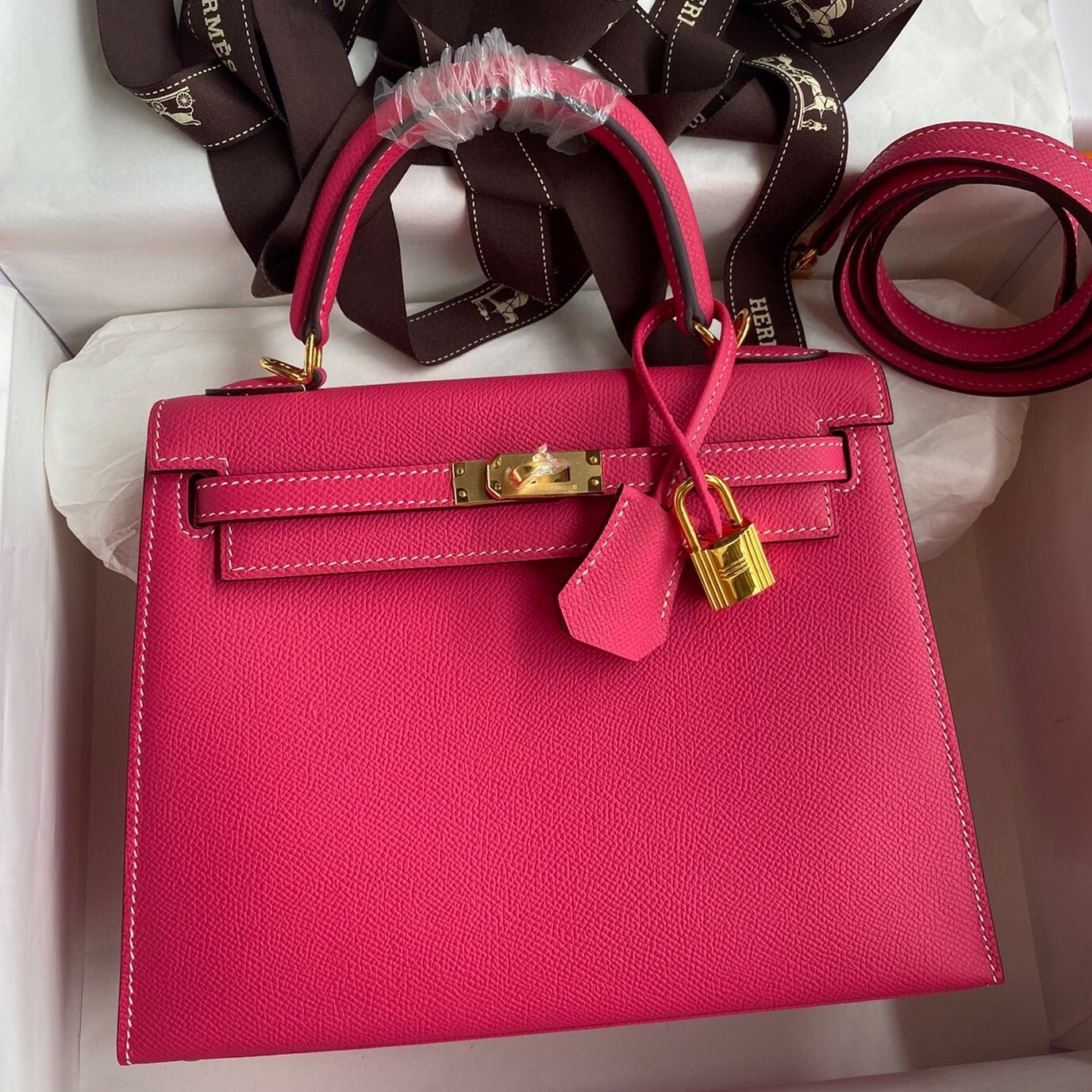 H**mes kelly sellier 25 handmade bag in peach epsom calfskin