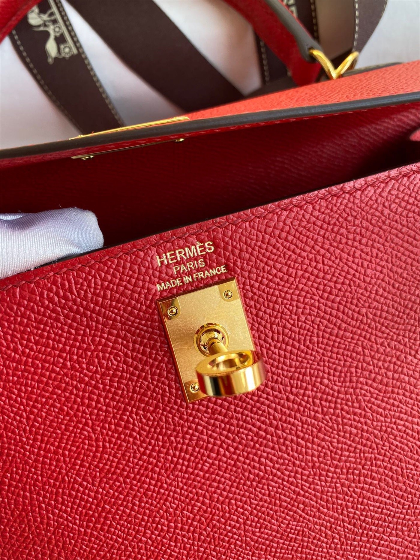 H**mes kelly sellier 25 handmade bag in red epsom calfskin