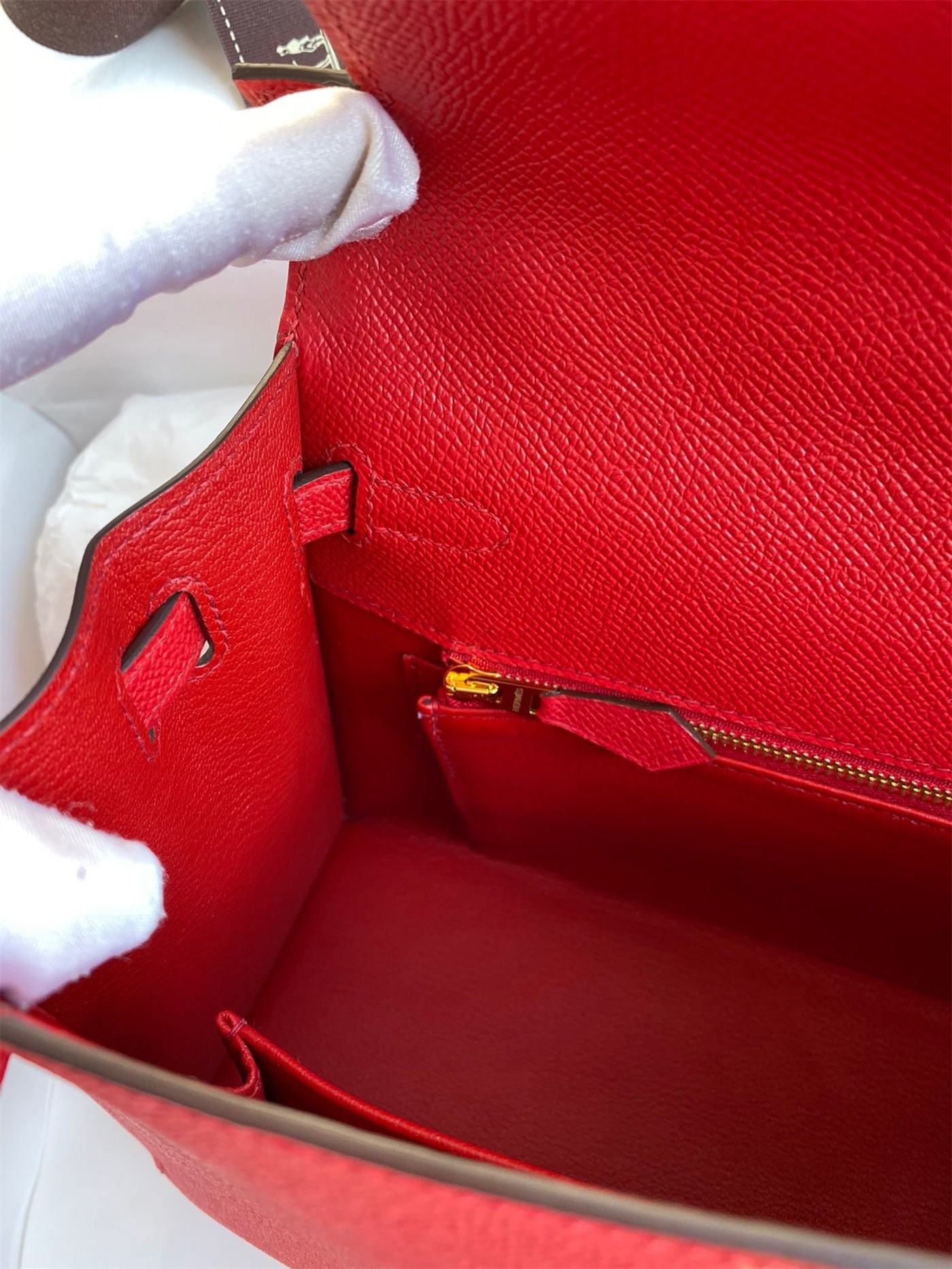 H**mes kelly sellier 25 handmade bag in red epsom calfskin