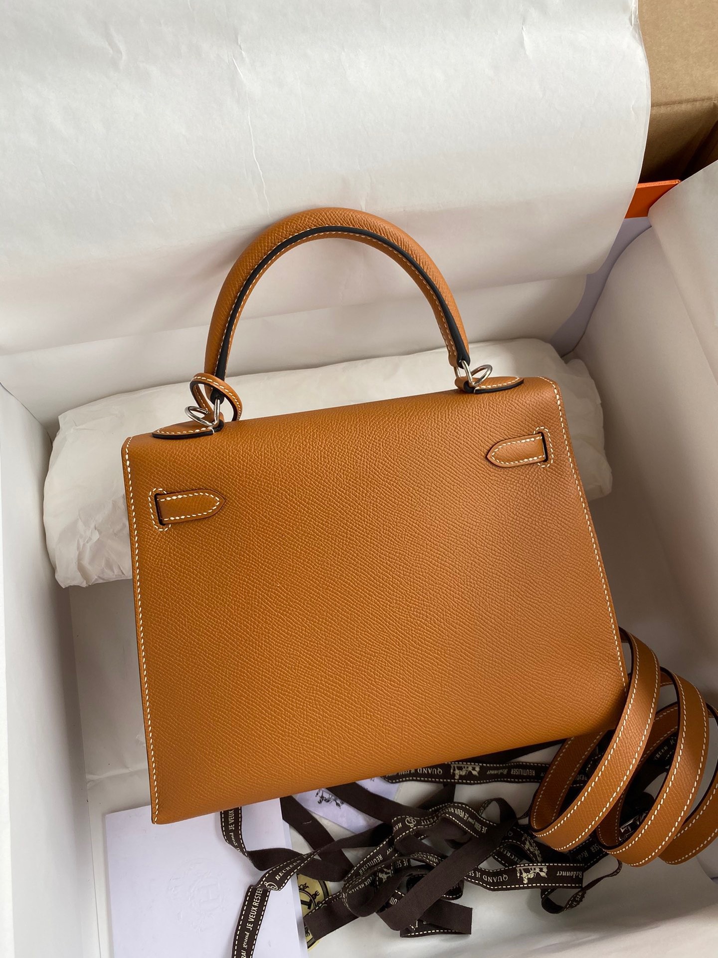 H**mes kelly sellier 25 handmade bag in toffee epsom calfskin