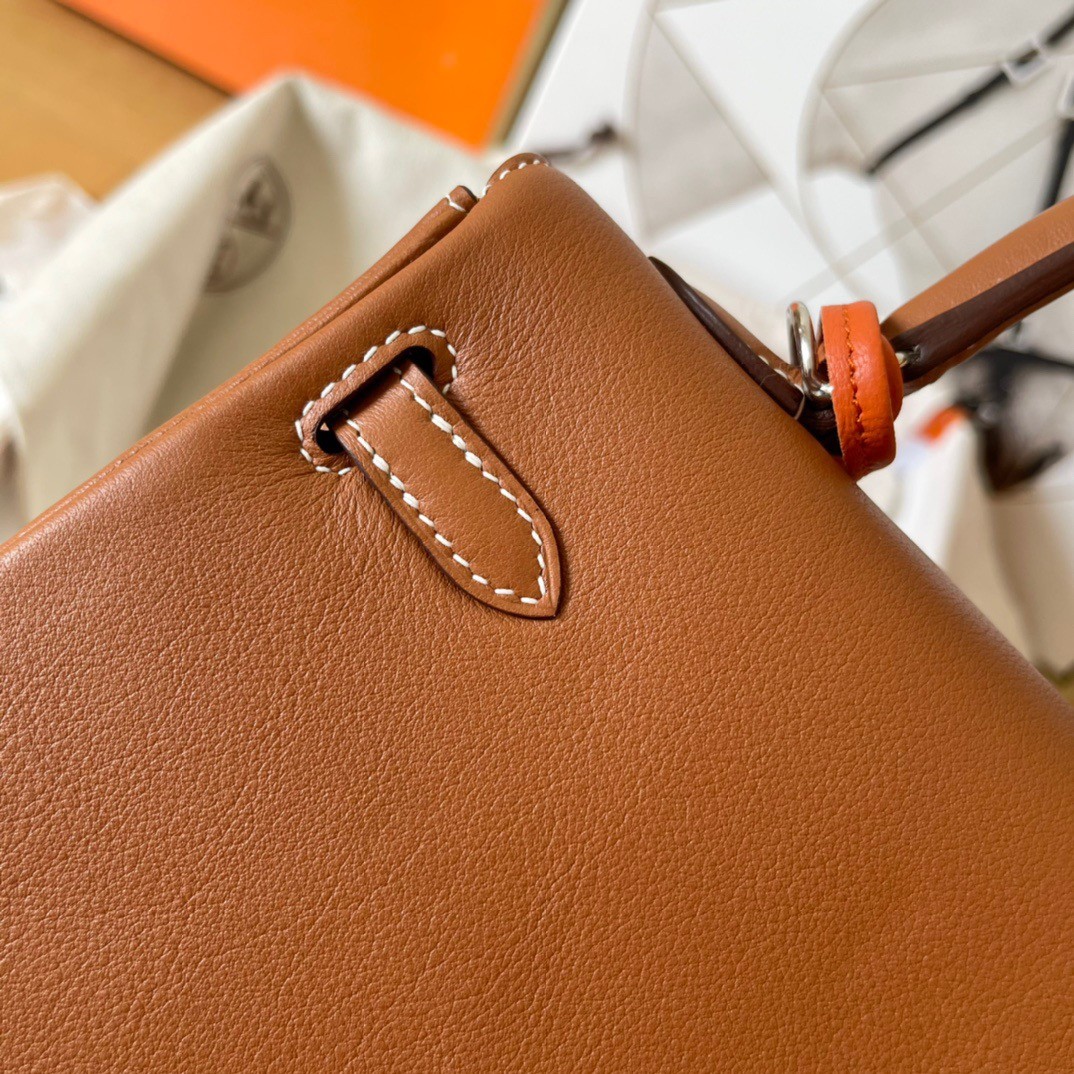 H**mes kelly retourne 25 handmade bag in gold swift calfskin