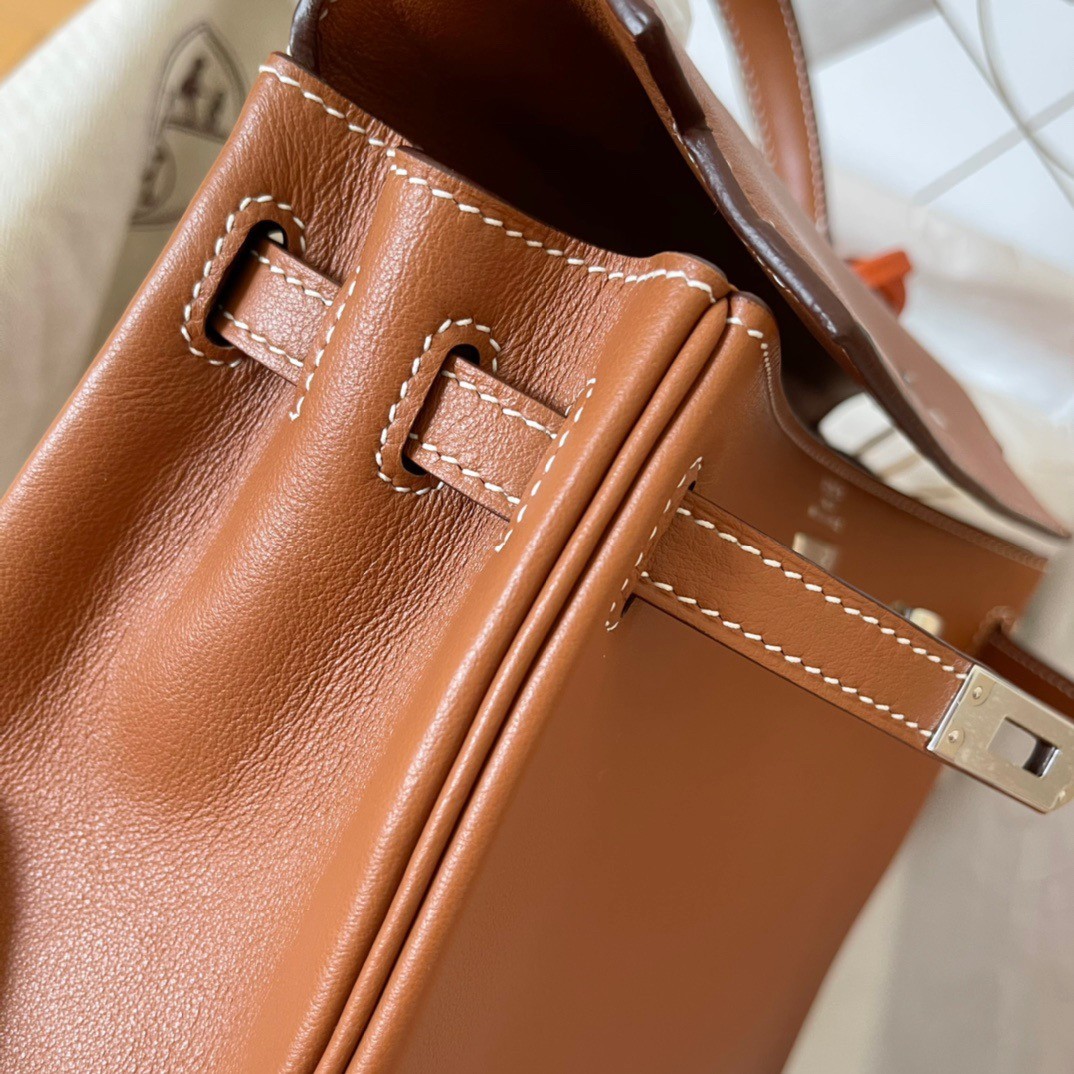H**mes kelly retourne 25 handmade bag in gold swift calfskin