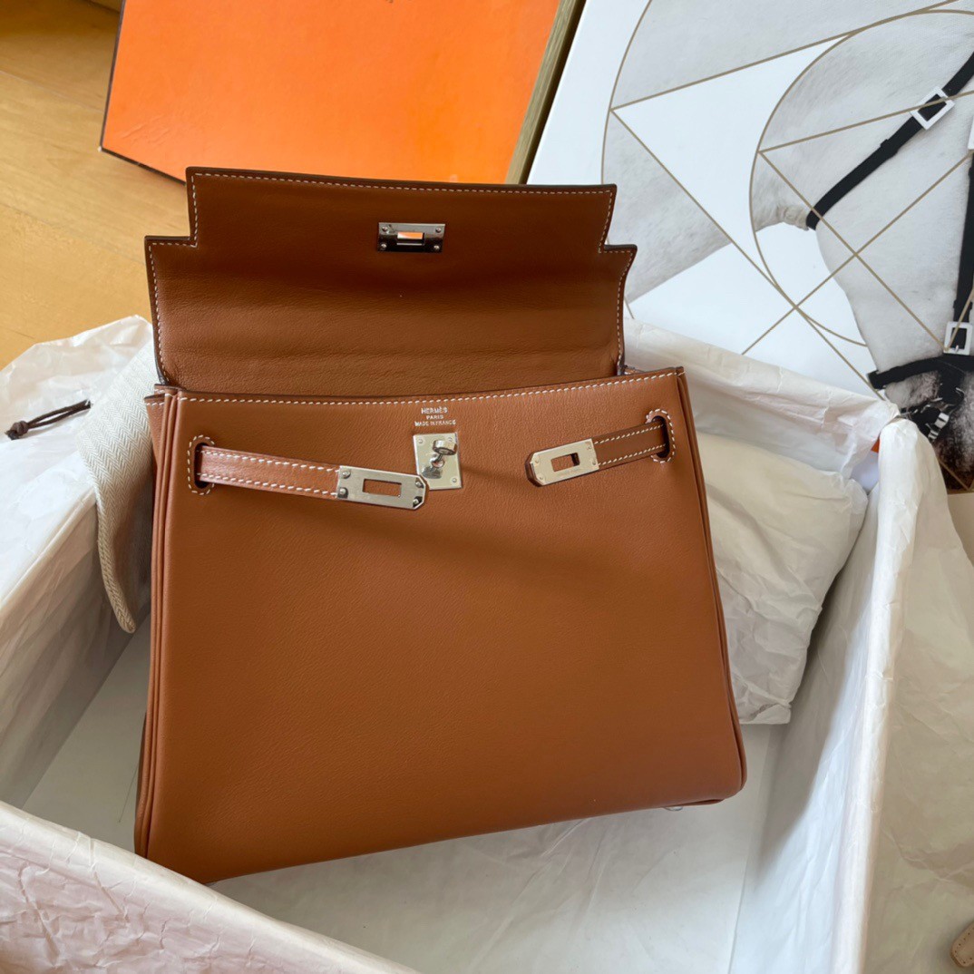 H**mes kelly retourne 25 handmade bag in gold swift calfskin