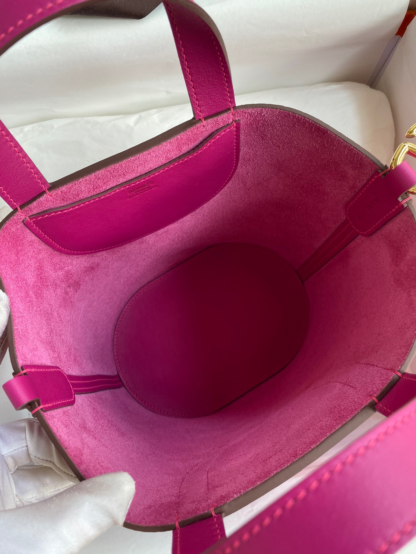 H**mes in the loop 18 handmade bag in rose purple clemence leatherther