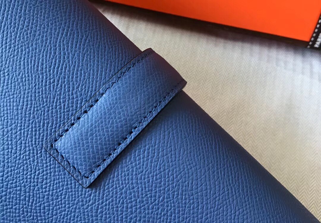 H**mes jige elan 29 clutch bag in blue agate epsom leather