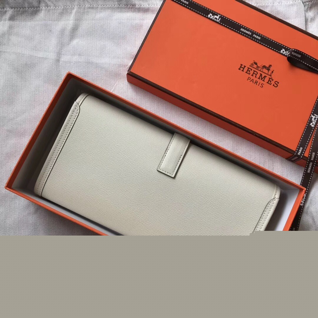 H**mes jige elan 29 clutch bag in white epsom leather